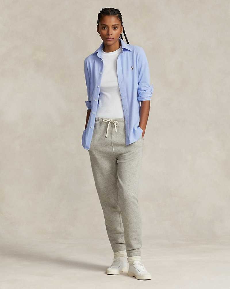 Camisas Ralph Lauren Slim Fit Knit Cotton Oxford Mujer Azules | QBYMGTZ-38 - vista 3