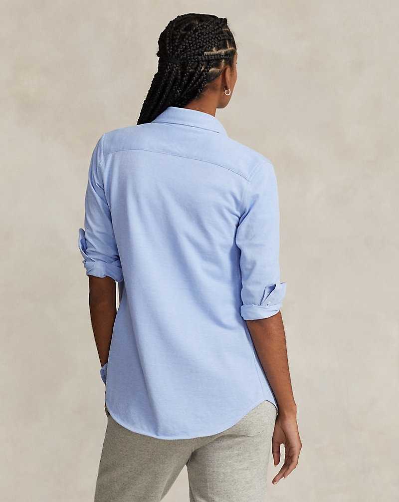 Camisas Ralph Lauren Slim Fit Knit Cotton Oxford Mujer Azules | QBYMGTZ-38 - vista 4