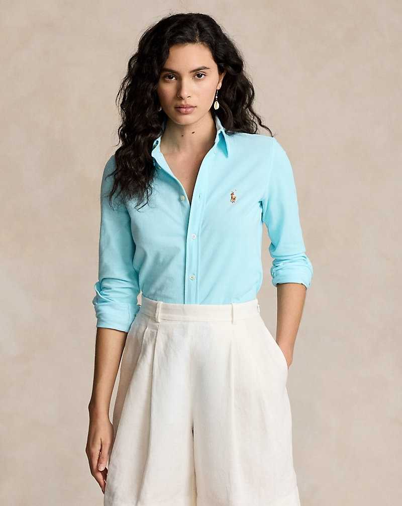 Camisas Ralph Lauren Slim Fit Knit Cotton Oxford Mujer Turquesa | SHBGKIP-31 - vista 1