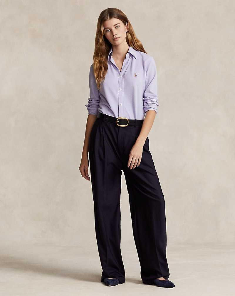 Camisas Ralph Lauren Slim Fit Knit Cotton Oxford Mujer Hyacinth | BSZPGQW-96 - vista 3