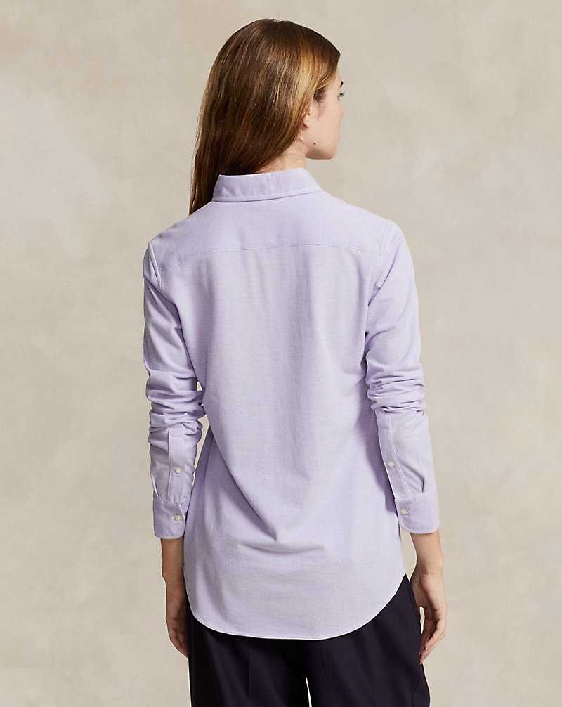 Camisas Ralph Lauren Slim Fit Knit Cotton Oxford Mujer Hyacinth | BSZPGQW-96 - vista 4