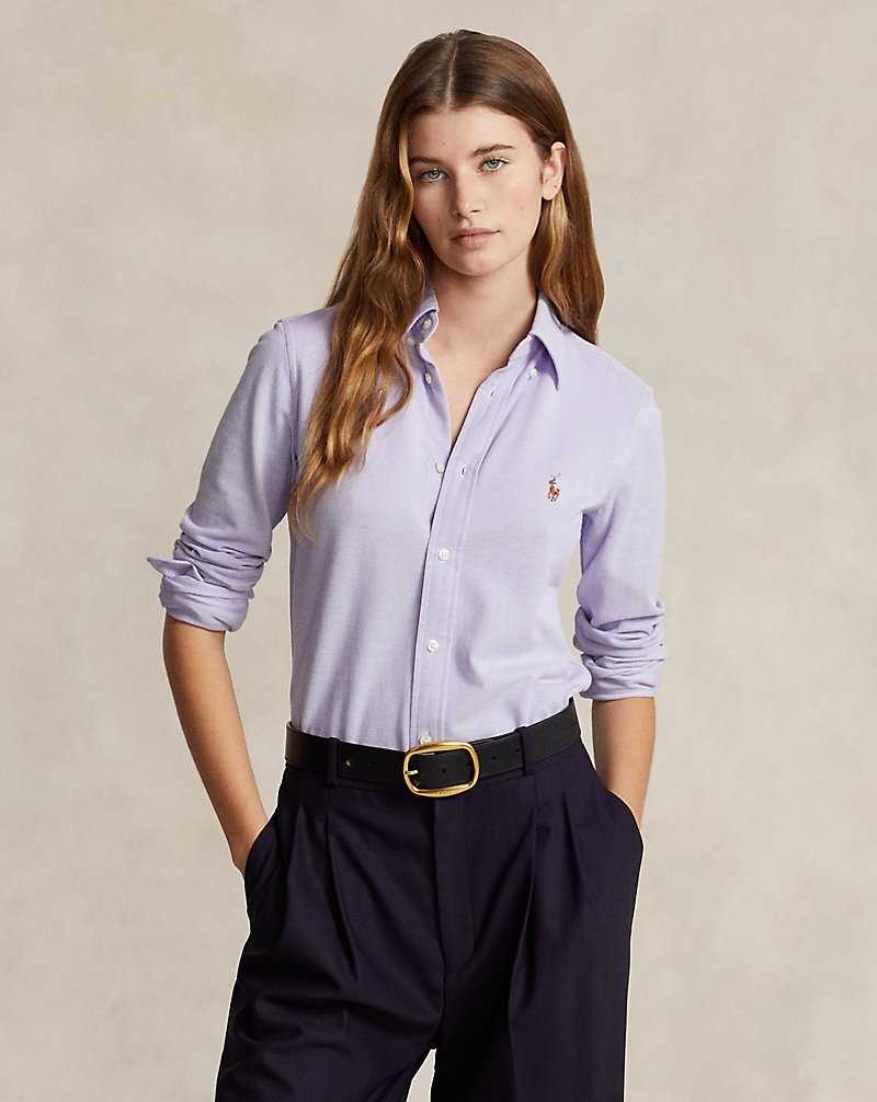 Camisas Ralph Lauren Slim Fit Knit Cotton Oxford Mujer Hyacinth | BSZPGQW-96 - vista 1