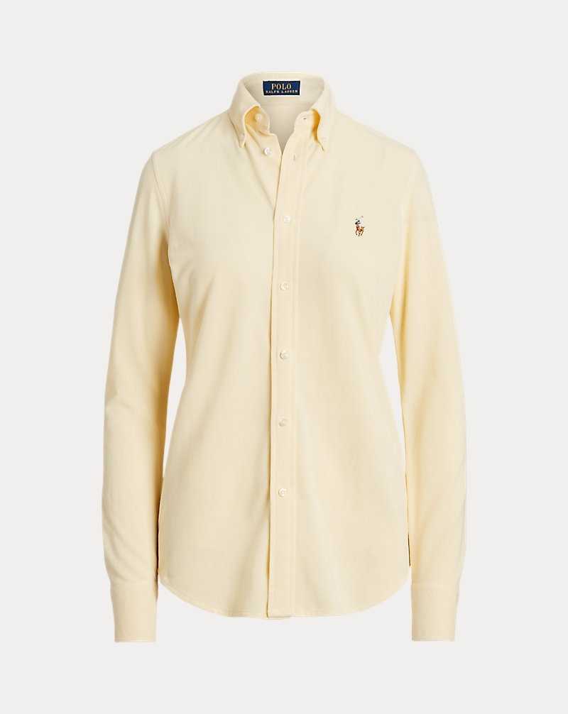 Camisas Ralph Lauren Slim Fit Knit Cotton Oxford Mujer Amarillos | QBPHKCI-43 - vista 2