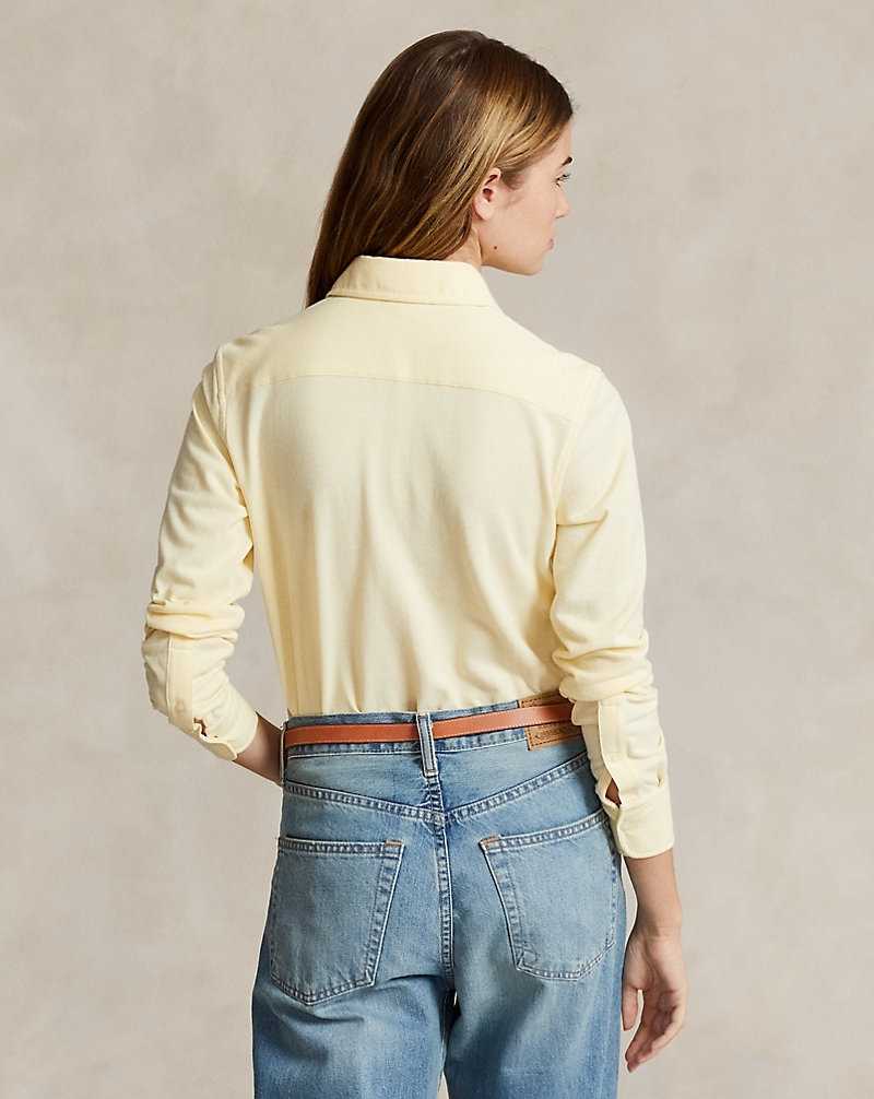 Camisas Ralph Lauren Slim Fit Knit Cotton Oxford Mujer Amarillos | QBPHKCI-43 - vista 4