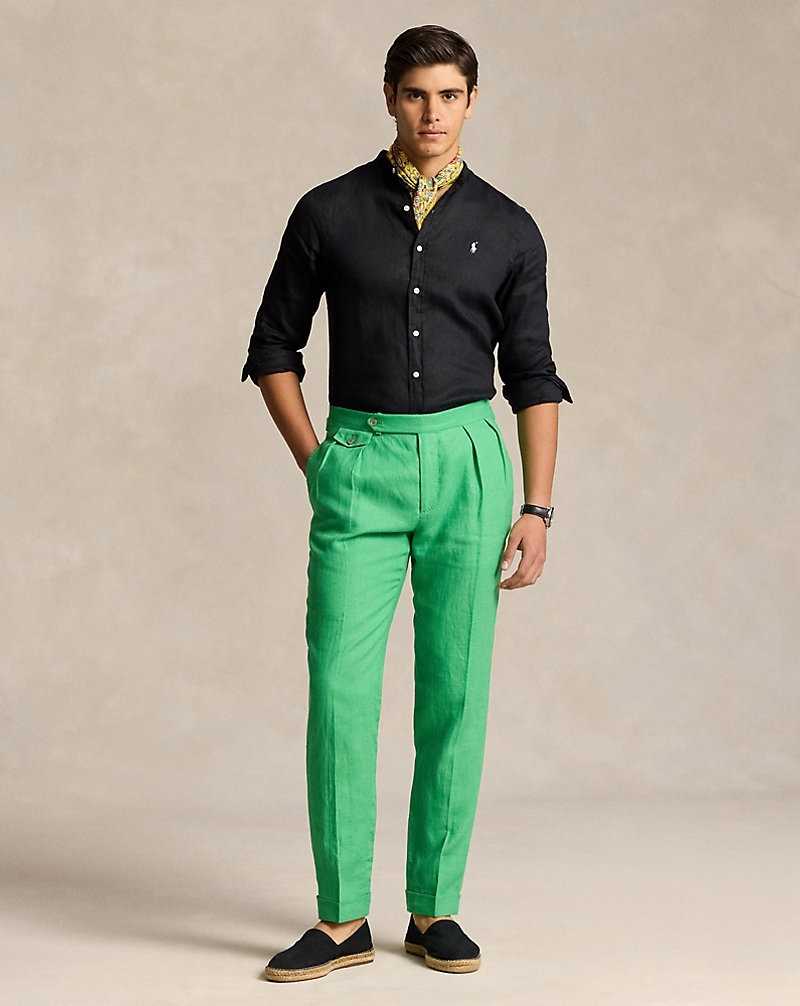 Camisas Ralph Lauren Slim Fit Linen Hombre Negros | EVDMYPS-27 - vista 3