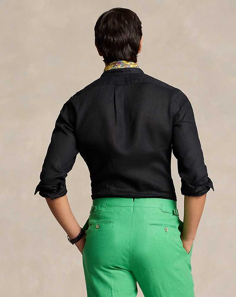 Camisas Ralph Lauren Slim Fit Linen Hombre Negros | EVDMYPS-27 - vista 4