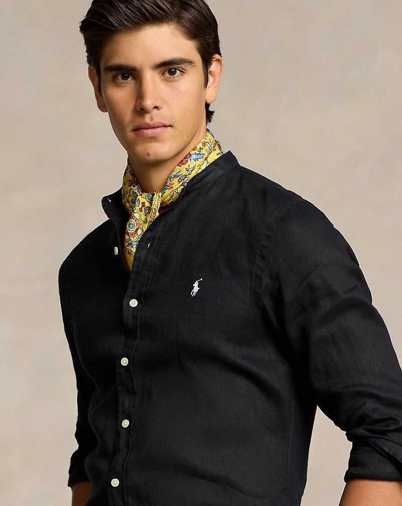 Camisas Ralph Lauren Slim Fit Linen Hombre Negros | EVDMYPS-27 - vista 5