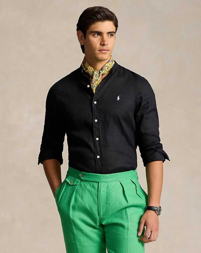 Camisas Ralph Lauren Slim Fit Linen Hombre Negros | EVDMYPS-27 - vista 1