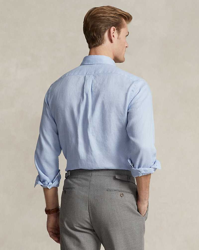 Camisas Ralph Lauren Slim Fit Linen Hombre Azules | WKCVIFA-20 - vista 4