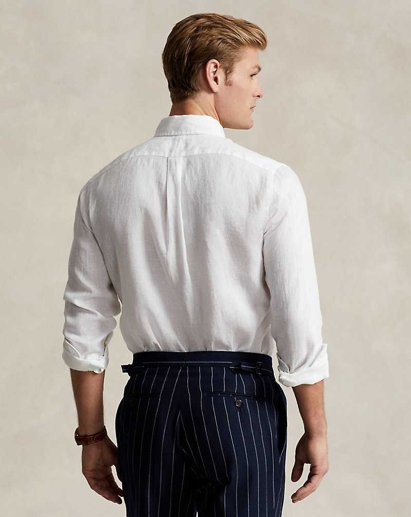 Camisas Ralph Lauren Slim Fit Linen Hombre Blancos | WVHOFAR-52 - vista 4