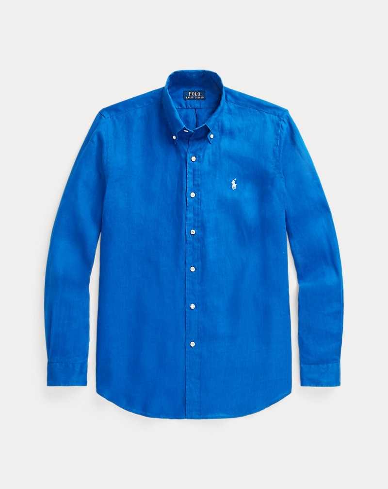 Camisas Ralph Lauren Slim Fit Linen Hombre Azules | QNMCSEW-14 - vista 2
