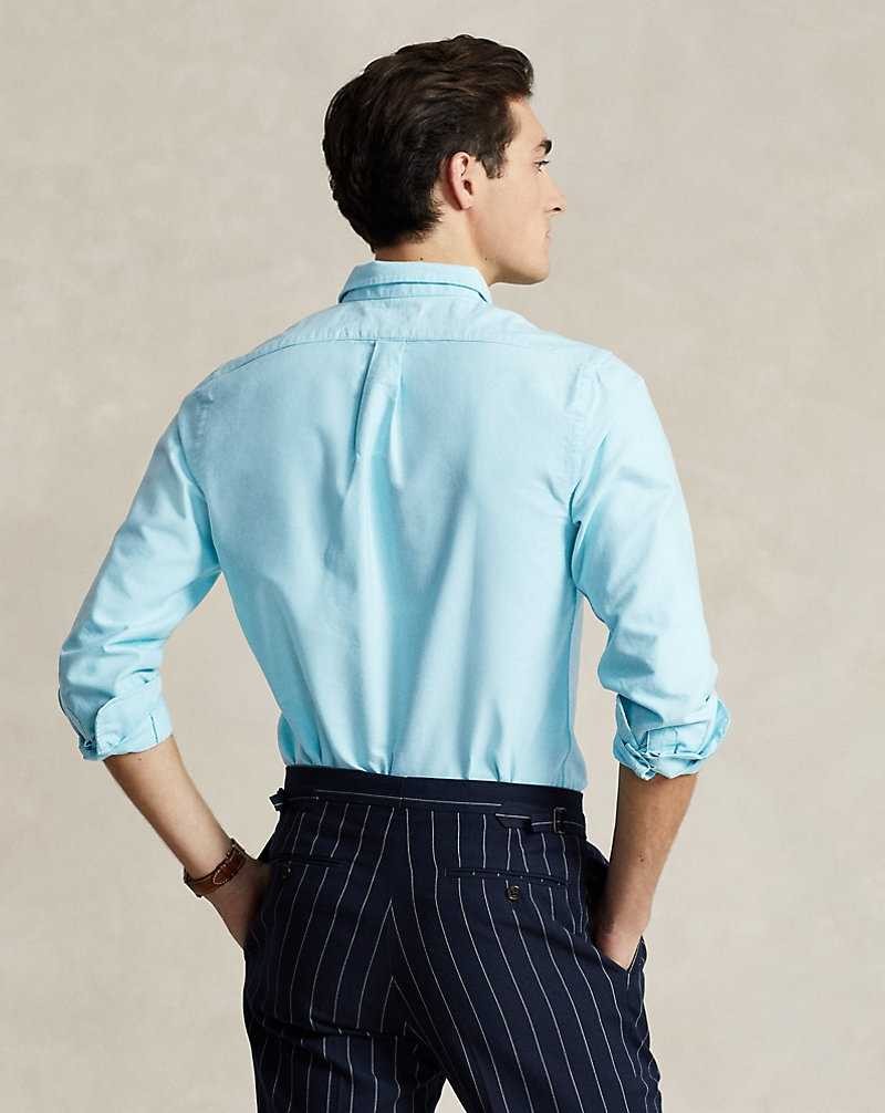 Camisas Ralph Lauren Slim Fit Oxford Hombre Azules | QXGNZOC-85 - vista 4
