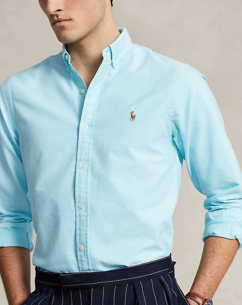 Camisas Ralph Lauren Slim Fit Oxford Hombre Azules | QXGNZOC-85 - vista 5
