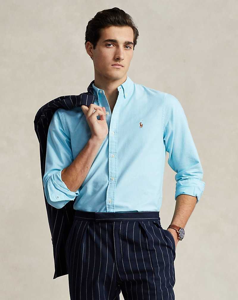 Camisas Ralph Lauren Slim Fit Oxford Hombre Azules | QXGNZOC-85 - vista 1