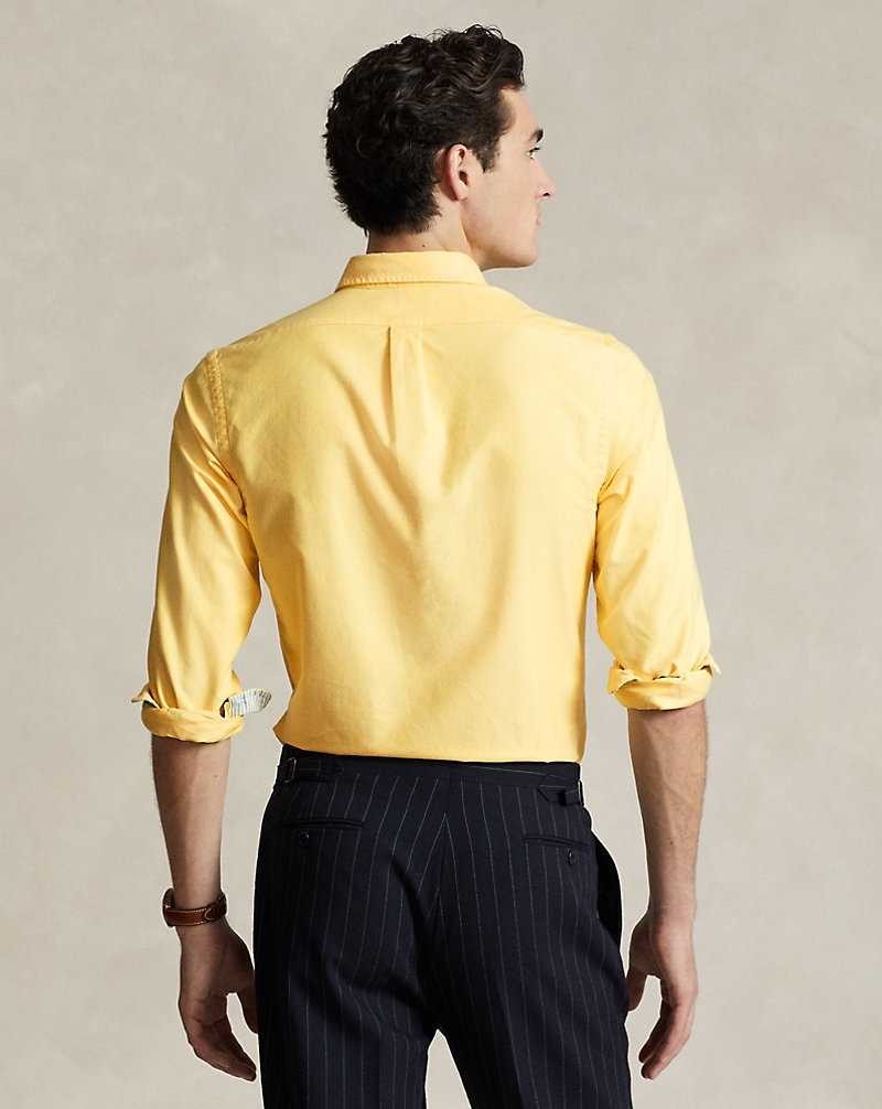 Camisas Ralph Lauren Slim Fit Oxford Hombre Amarillos | TQKURNM-01 - vista 4