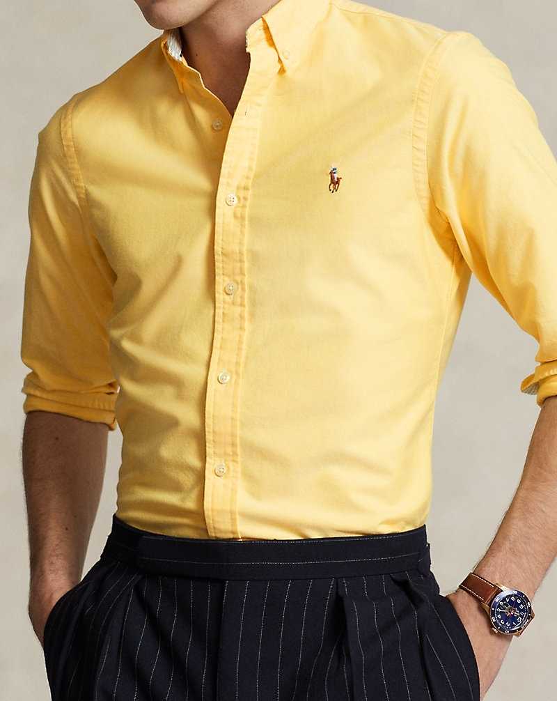 Camisas Ralph Lauren Slim Fit Oxford Hombre Amarillos | TQKURNM-01 - vista 5
