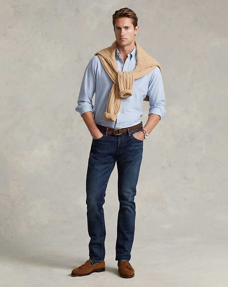 Camisas Ralph Lauren Slim Fit Oxford Hombre Azules | NEYMSPF-21 - vista 3