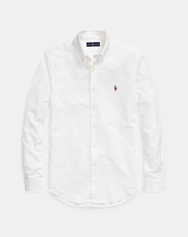 Camisas Ralph Lauren Slim Fit Oxford Hombre Blancos | WSGHQXK-54 - vista 2
