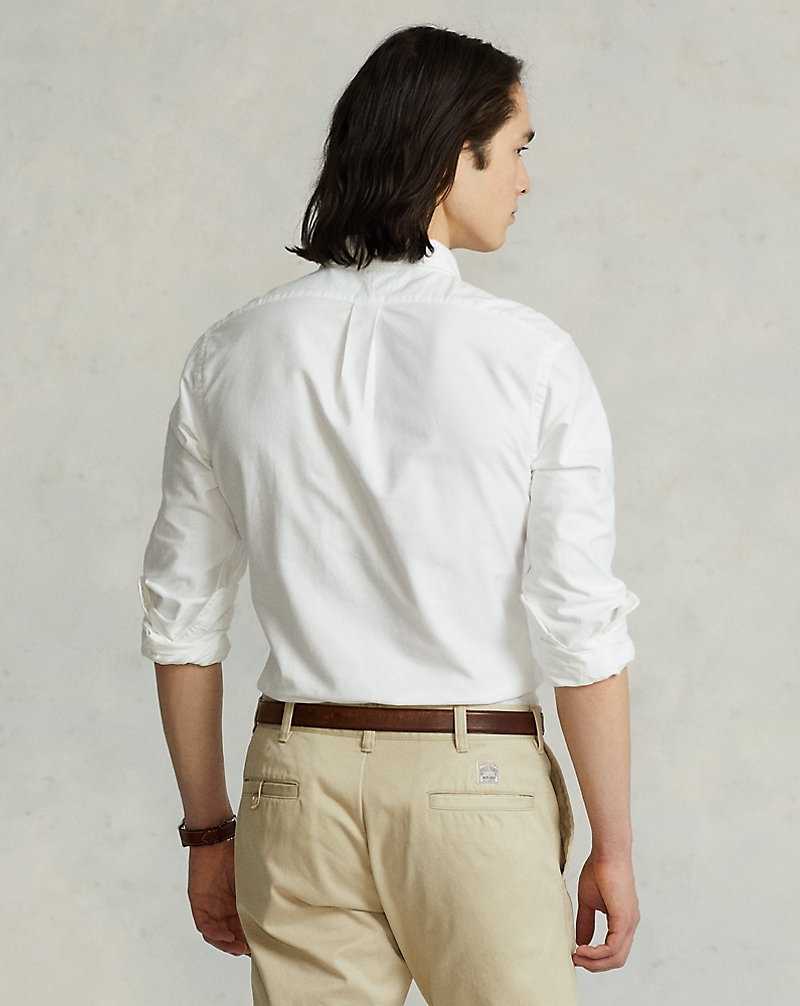 Camisas Ralph Lauren Slim Fit Oxford Hombre Blancos | WSGHQXK-54 - vista 4