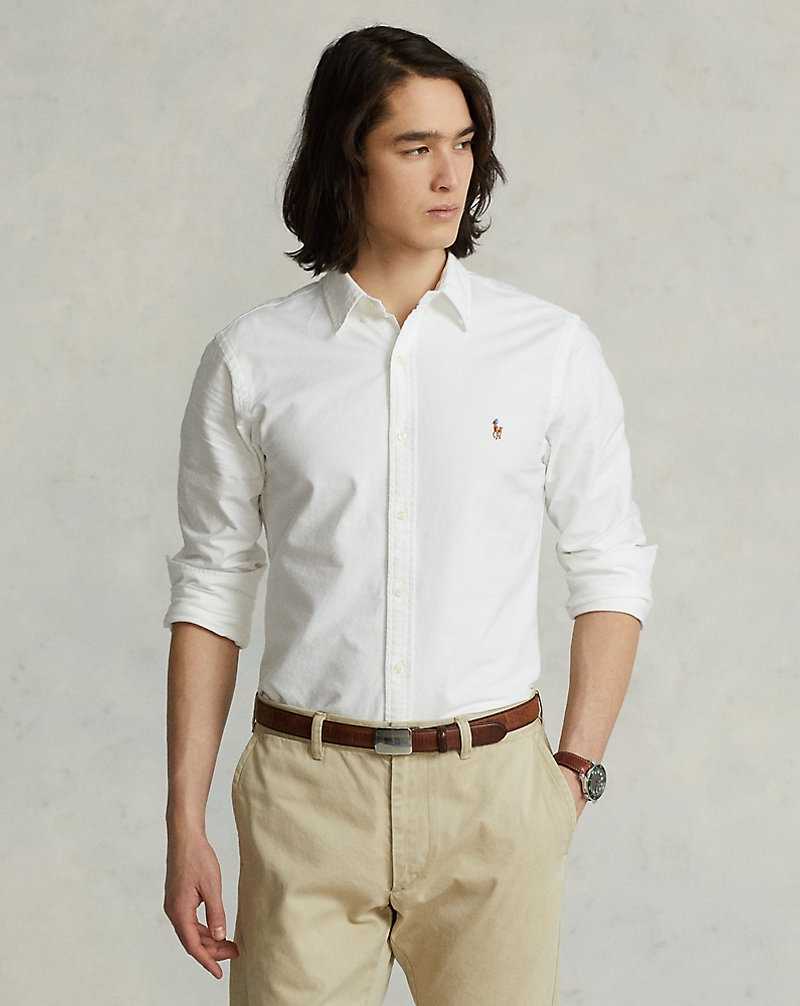 Camisas Ralph Lauren Slim Fit Oxford Hombre Blancos | WSGHQXK-54 - vista 1