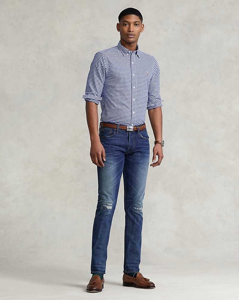 Camisas Ralph Lauren Slim Fit Oxford Sport Hombre Royal/White | MXIETUJ-09 - vista 3