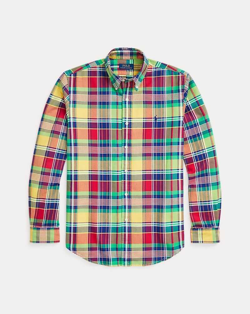 Camisas Ralph Lauren Slim Fit Plaid Oxford Hombre 6342 Yellow/Red Multi | TXIFNWJ-60 - vista 2