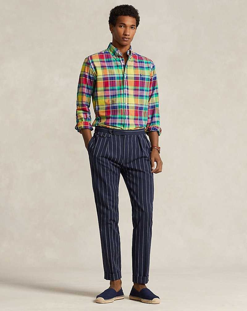 Camisas Ralph Lauren Slim Fit Plaid Oxford Hombre 6342 Yellow/Red Multi | TXIFNWJ-60 - vista 3