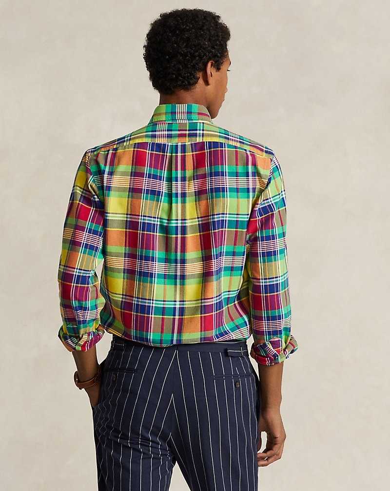 Camisas Ralph Lauren Slim Fit Plaid Oxford Hombre 6342 Yellow/Red Multi | TXIFNWJ-60 - vista 4