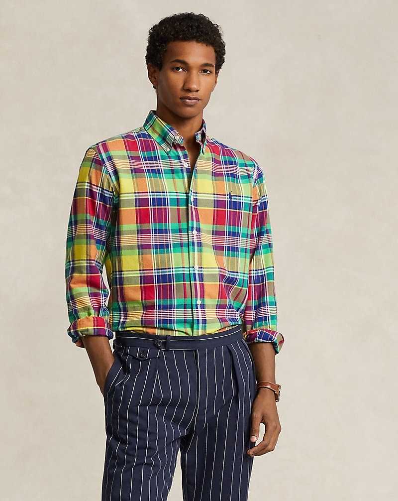 Camisas Ralph Lauren Slim Fit Plaid Oxford Hombre 6342 Yellow/Red Multi | TXIFNWJ-60 - vista 1