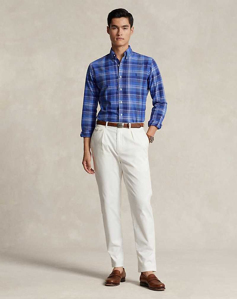 Camisas Ralph Lauren Slim Fit Plaid Oxford Hombre Azules | GFYNBDZ-59 - vista 3
