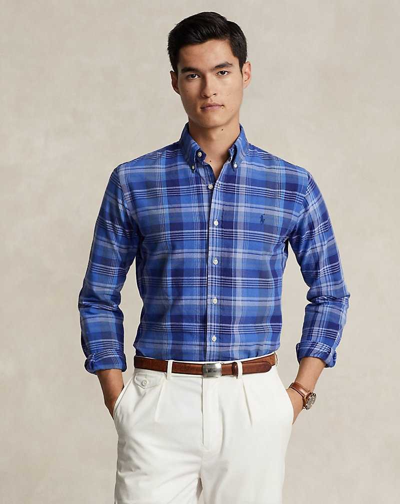 Camisas Ralph Lauren Slim Fit Plaid Oxford Hombre Azules | GFYNBDZ-59 - vista 1