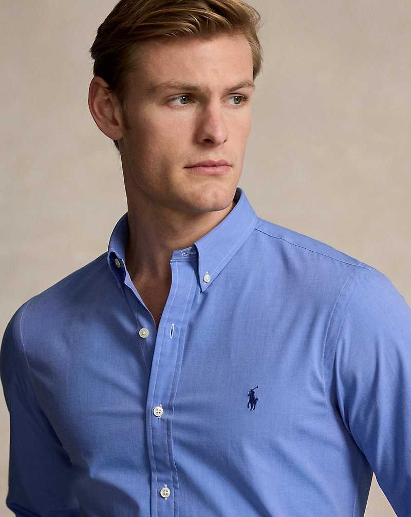 Camisas Ralph Lauren Slim Fit Stretch End-On-End Hombre Azules | URYCHIK-87 - vista 5