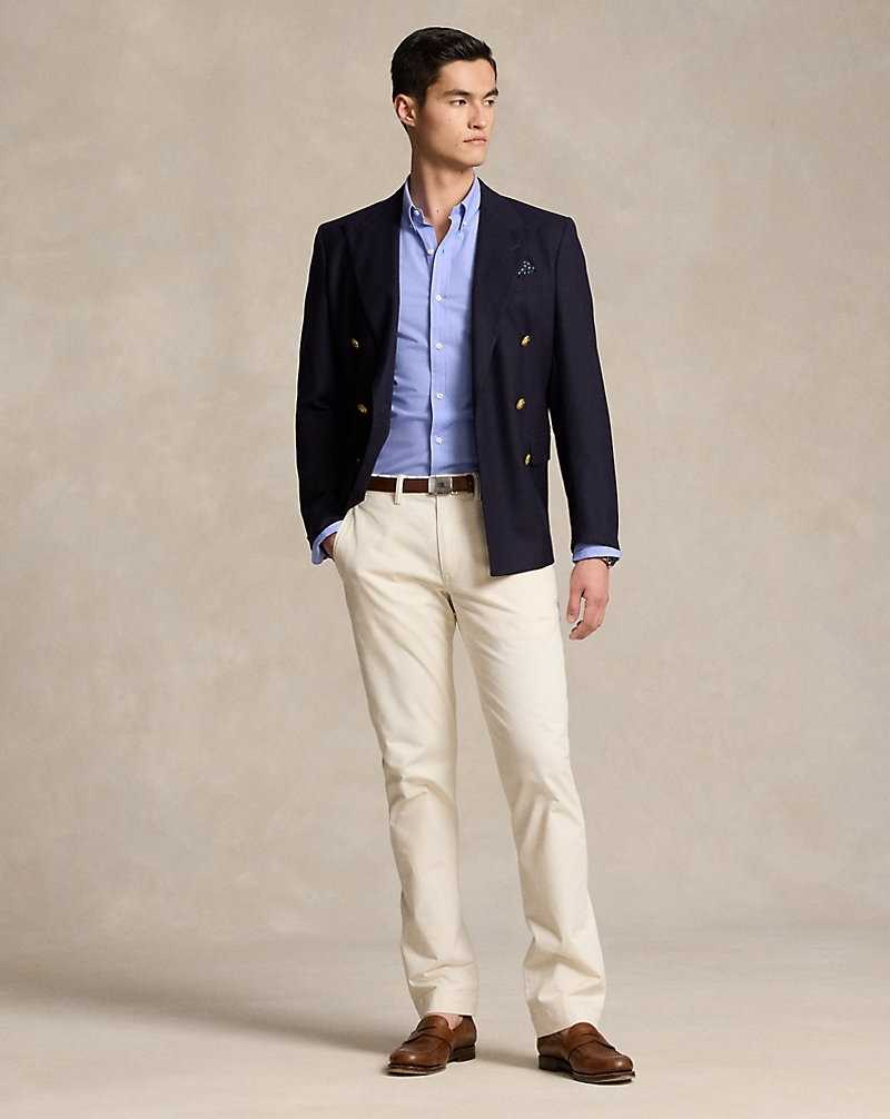 Camisas Ralph Lauren Slim Fit Stretch Poplin Hombre Azules | DXBYUTK-71 - vista 3