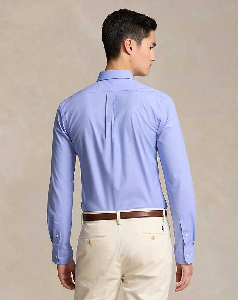 Camisas Ralph Lauren Slim Fit Stretch Poplin Hombre Azules | DXBYUTK-71 - vista 4