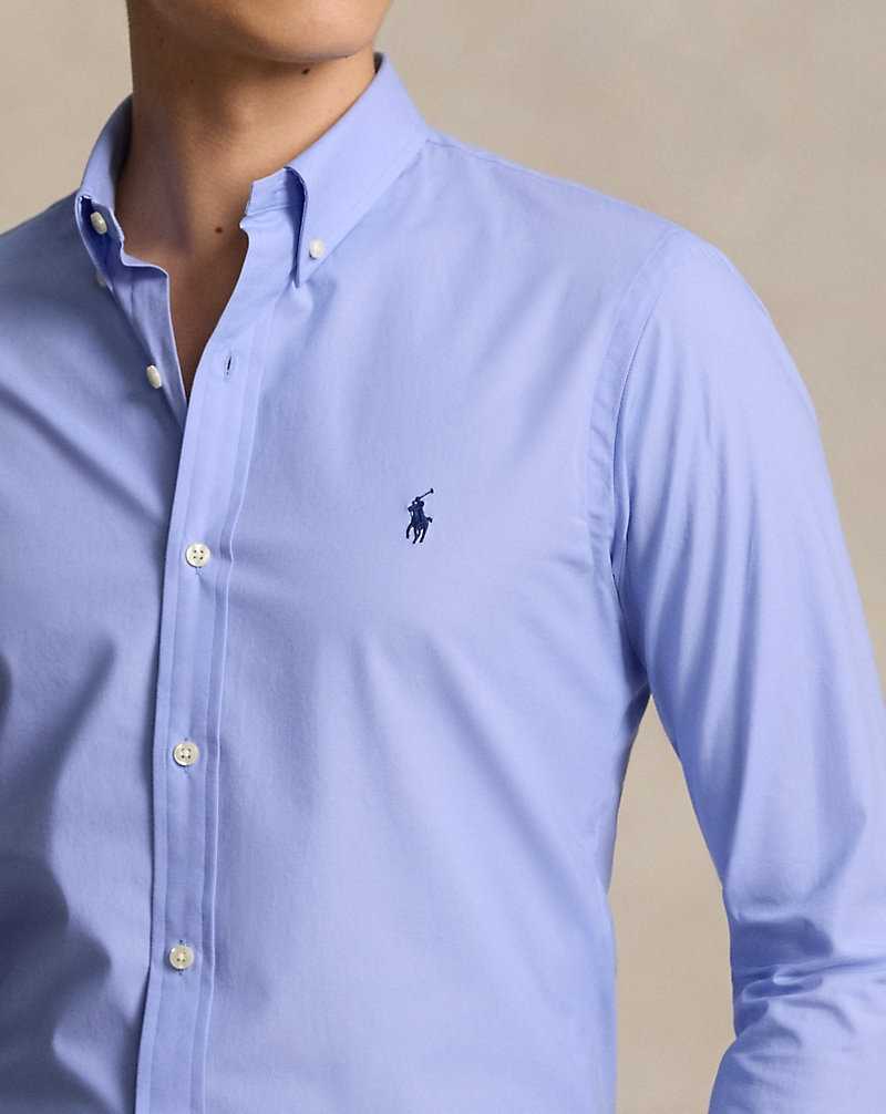 Camisas Ralph Lauren Slim Fit Stretch Poplin Hombre Azules | DXBYUTK-71 - vista 5