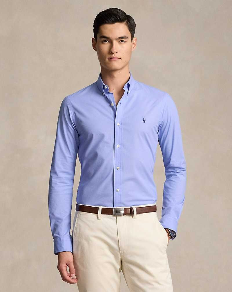 Camisas Ralph Lauren Slim Fit Stretch Poplin Hombre Azules | DXBYUTK-71 - vista 1