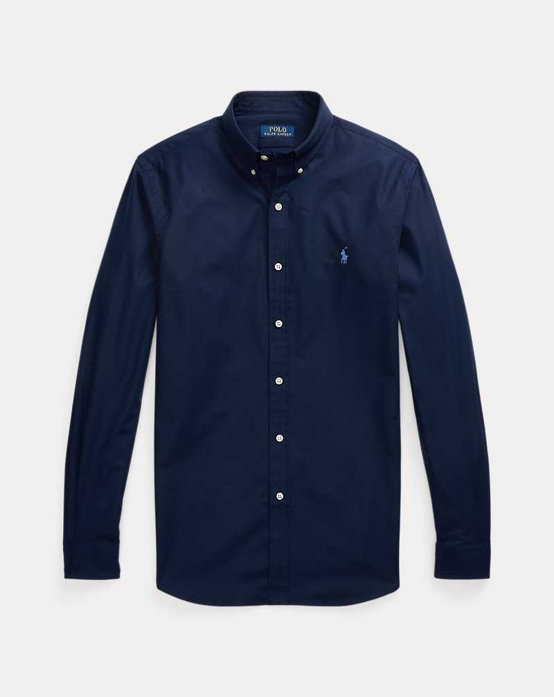 Camisas Ralph Lauren Slim Fit Stretch Poplin Hombre Azul Marino | QWNKMBF-49 - vista 2
