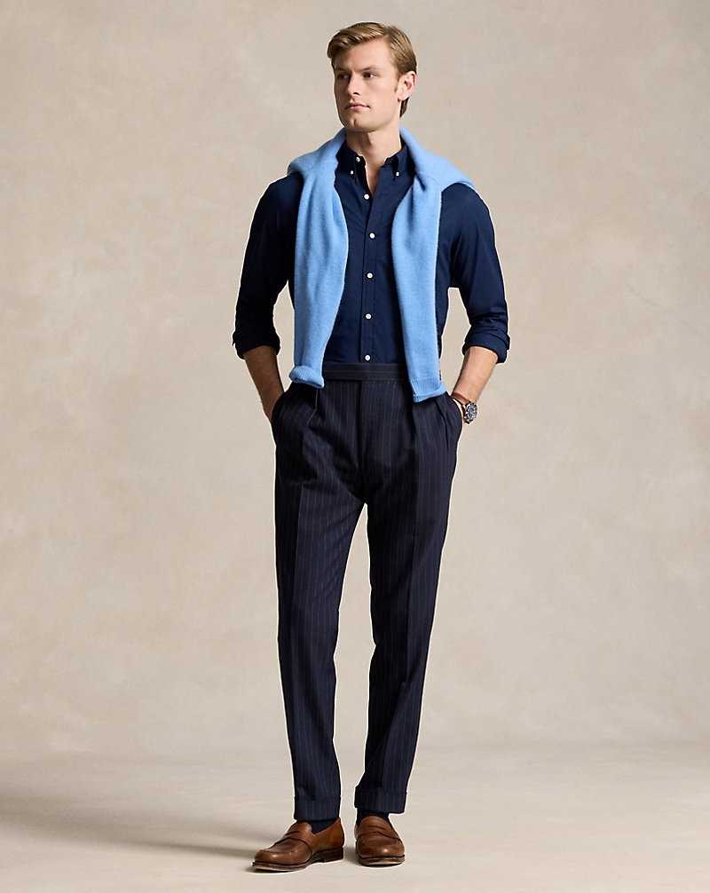 Camisas Ralph Lauren Slim Fit Stretch Poplin Hombre Azul Marino | QWNKMBF-49 - vista 3