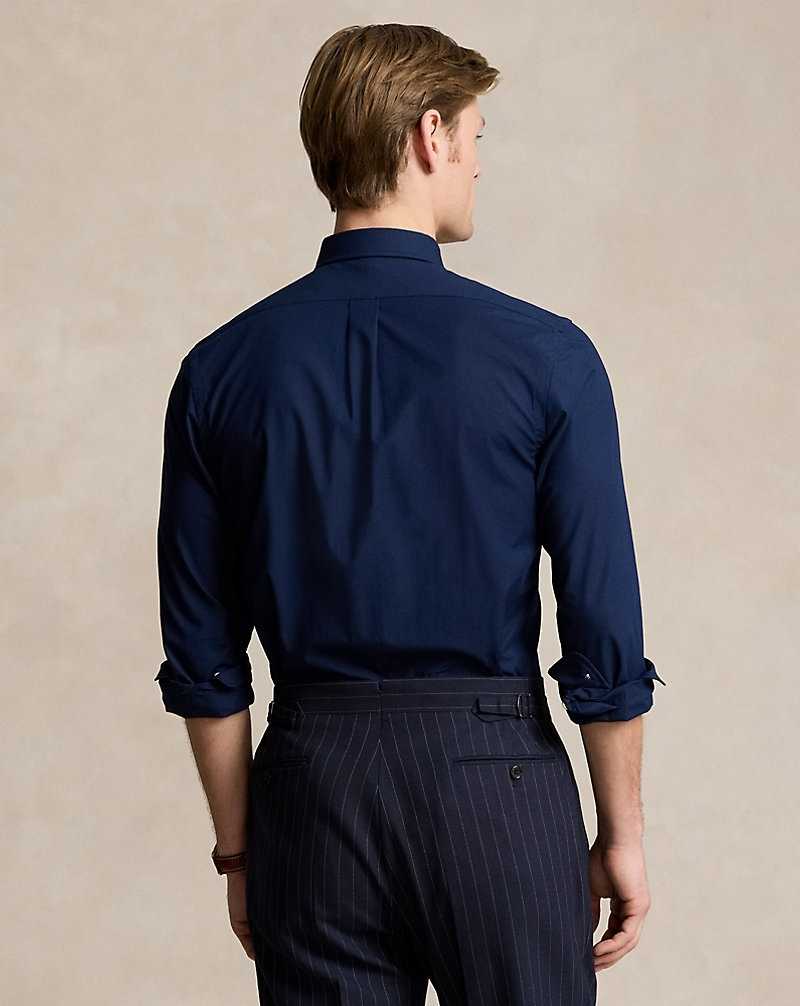 Camisas Ralph Lauren Slim Fit Stretch Poplin Hombre Azul Marino | QWNKMBF-49 - vista 4