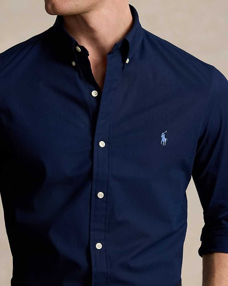 Camisas Ralph Lauren Slim Fit Stretch Poplin Hombre Azul Marino | QWNKMBF-49 - vista 5