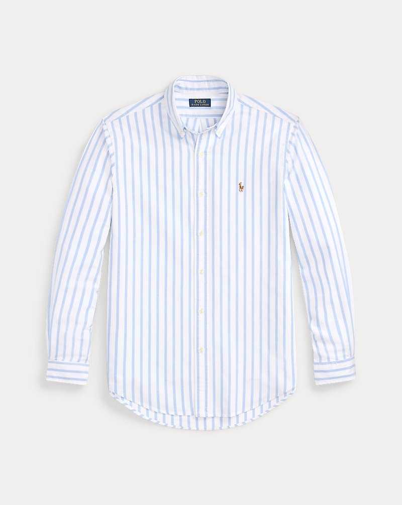 Camisas Ralph Lauren Custom Fit Striped Oxford Hombre Blancos Azules | TVHMEUS-49 - vista 2