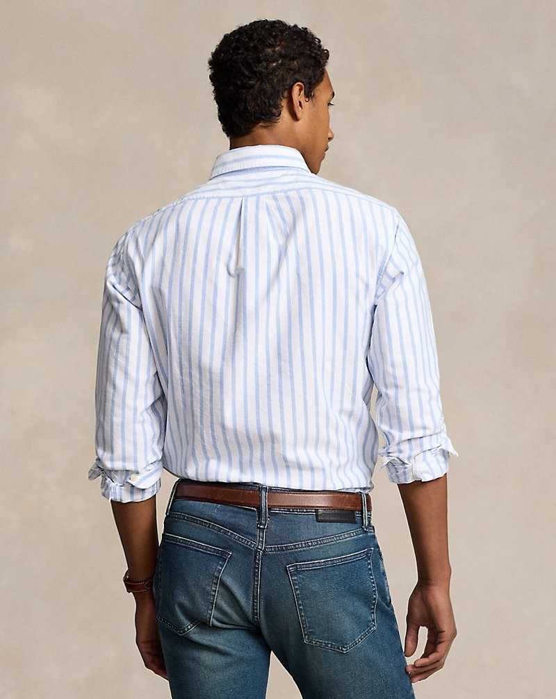 Camisas Ralph Lauren Slim Fit Striped Oxford Hombre Blancos Azules | GOCSEXJ-95 - vista 4