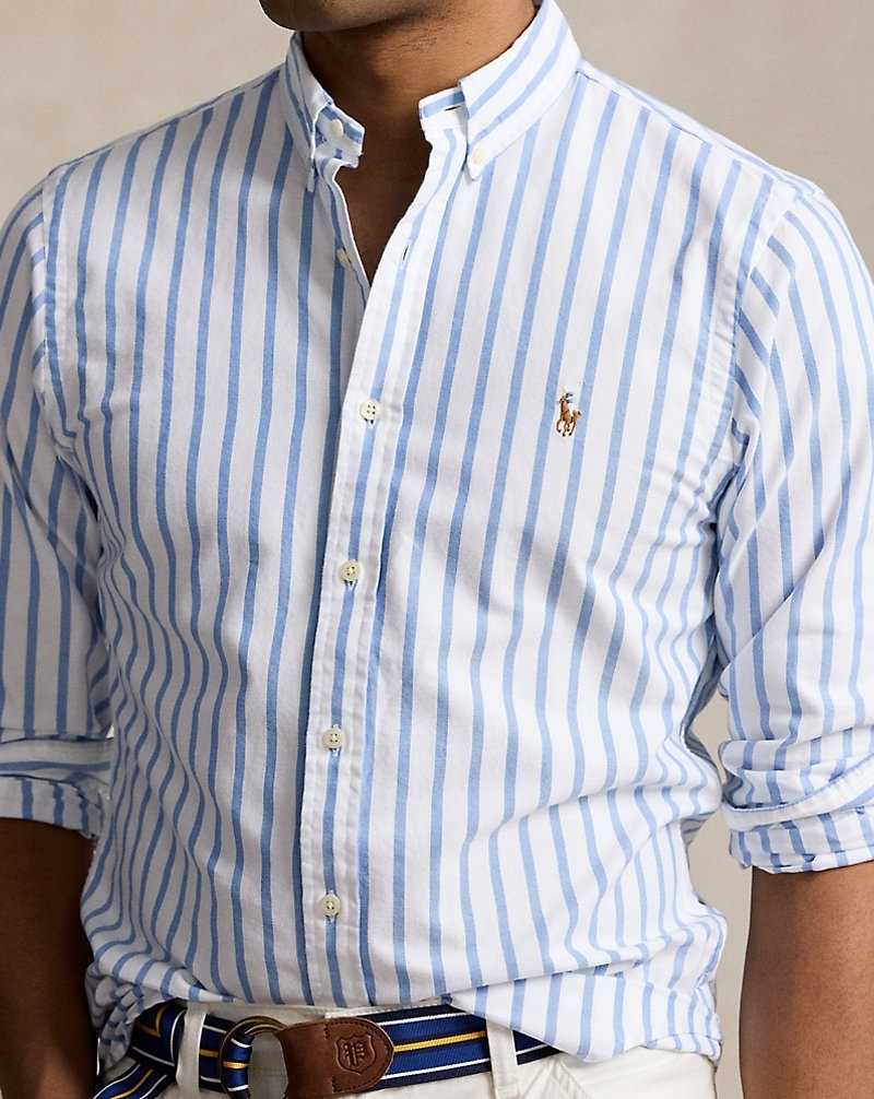 Camisas Ralph Lauren Slim Fit Striped Oxford Hombre Blue/White | SGQCRFJ-75 - vista 5