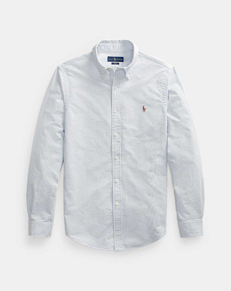 Camisas Ralph Lauren Slim Fit Striped Oxford Hombre Blue/White | EPXBINJ-57 - vista 2