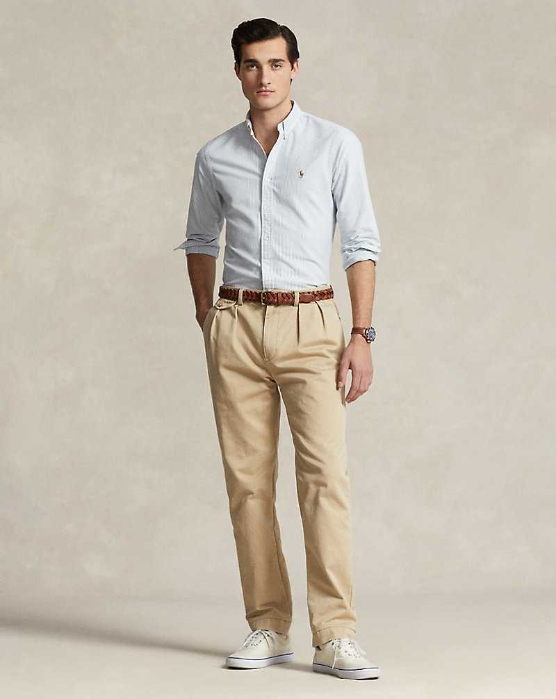 Camisas Ralph Lauren Slim Fit Striped Oxford Hombre Blue/White | EPXBINJ-57 - vista 3
