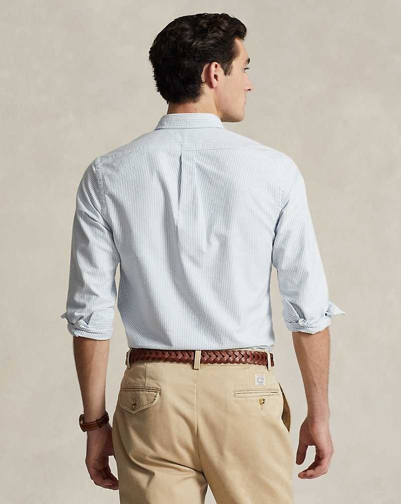 Camisas Ralph Lauren Slim Fit Striped Oxford Hombre Blue/White | EPXBINJ-57 - vista 4