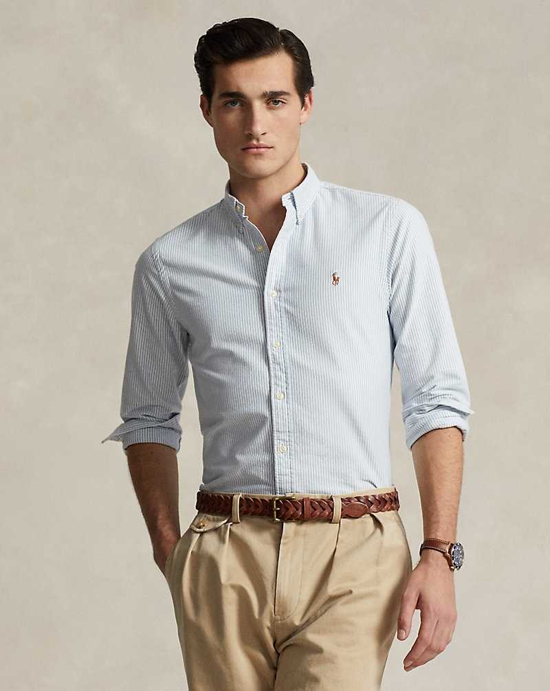Camisas Ralph Lauren Slim Fit Striped Oxford Hombre Blue/White | EPXBINJ-57 - vista 1