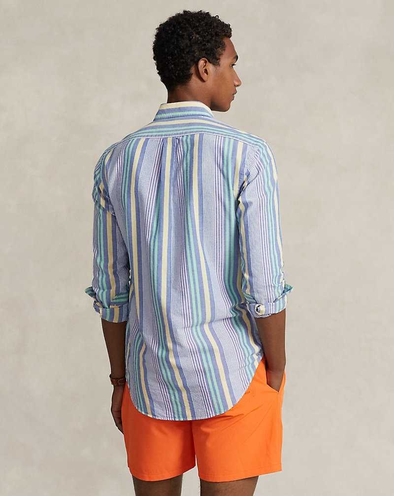 Camisas Ralph Lauren Slim Fit Striped Oxford Hombre Royal/White Multi | TDIHLYN-17 - vista 4