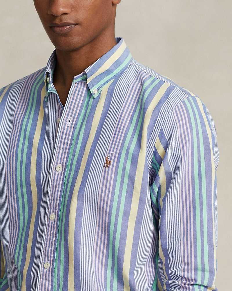 Camisas Ralph Lauren Slim Fit Striped Oxford Hombre Royal/White Multi | TDIHLYN-17 - vista 5