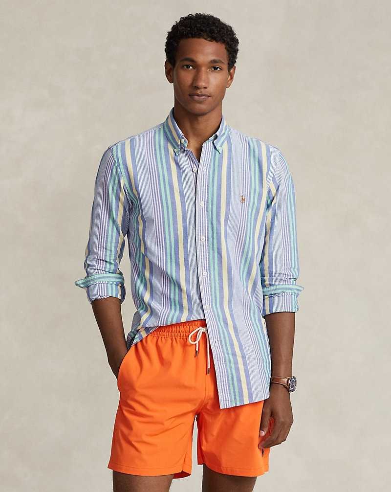 Camisas Ralph Lauren Slim Fit Striped Oxford Hombre Royal/White Multi | TDIHLYN-17 - vista 1